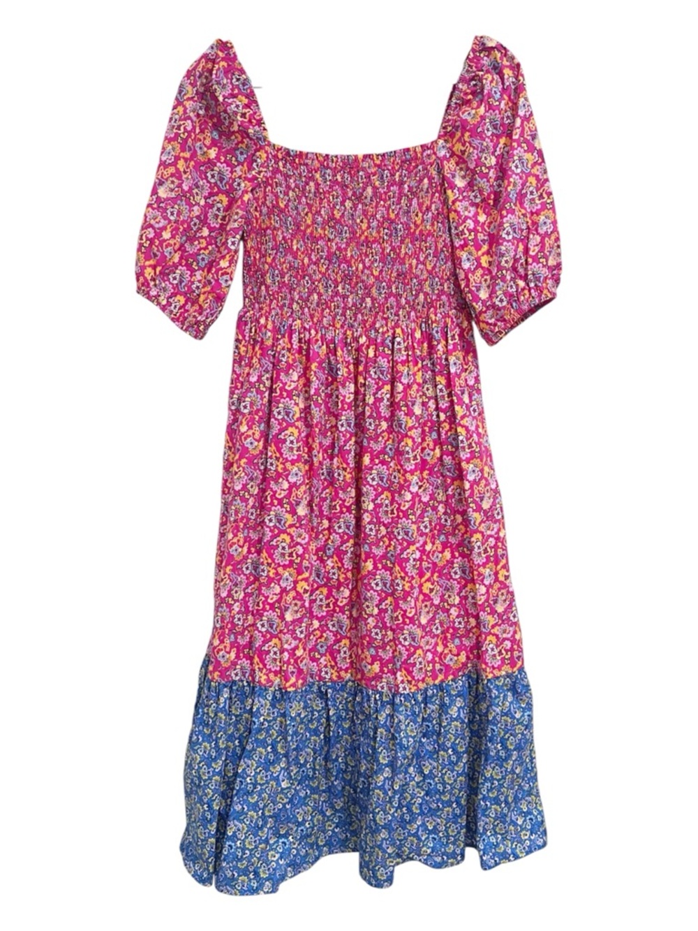 EUC House of Harlow 1960 Puff Sleeve Ditsy Floral Square Neck Smocked Midi Dress